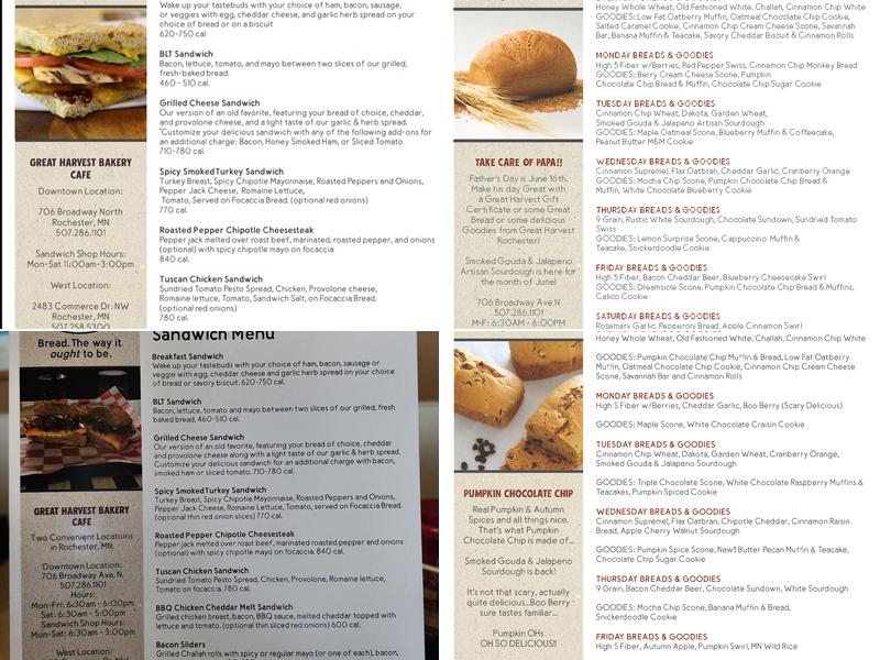 Great Harvest Bread Co. Menu
