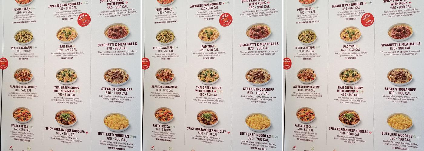 Noodles and Company Menu