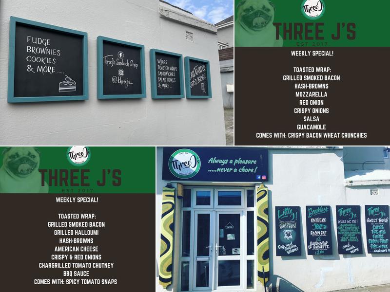 Three J’s Sandwich Shop Menu