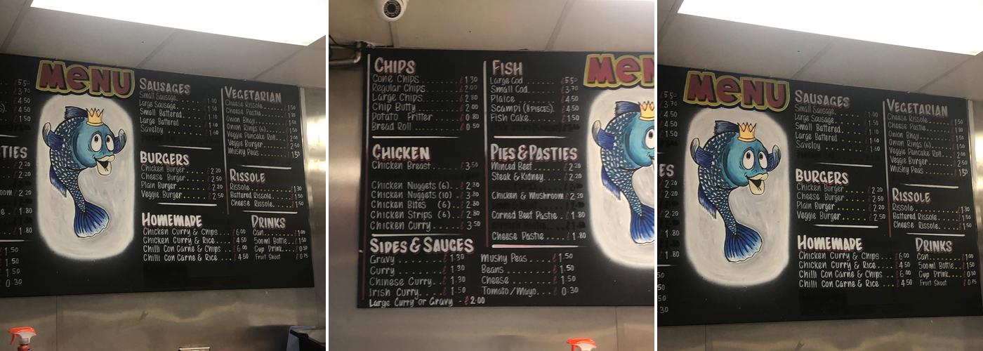 The Range Fish & Chip Shop Menu