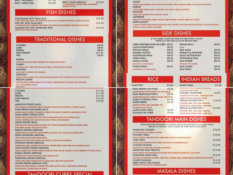 Monsoons Indian Restaurant Menu