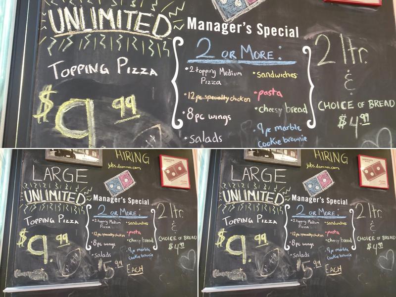 Domino's Pizza Menu