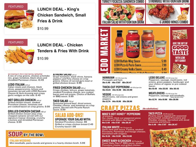 Ledo Pizza Easton, MD Menu