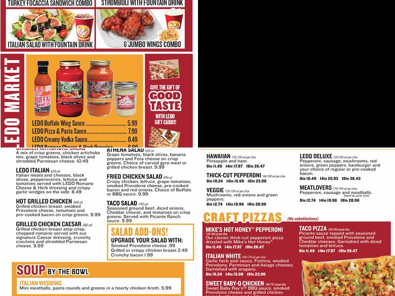 Ledo Pizza Menu