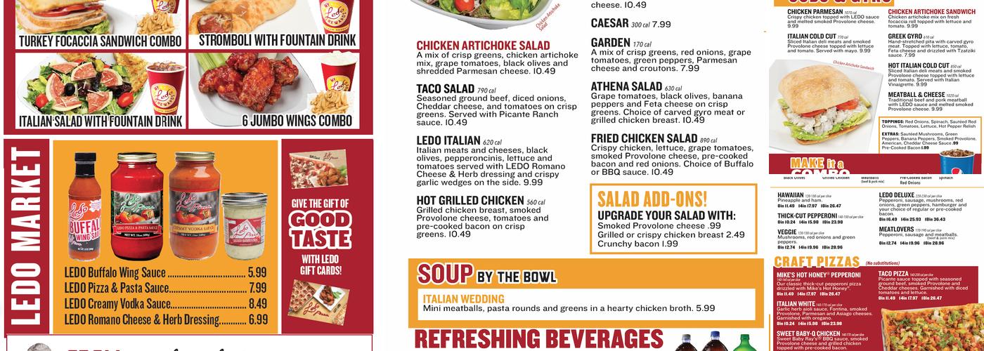 Ledo Pizza Menu