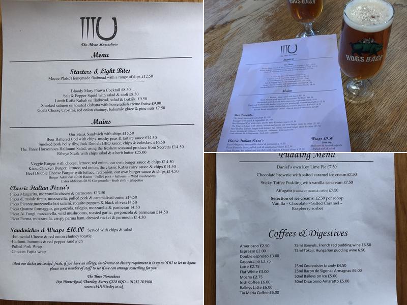 The Three Horseshoes Menu