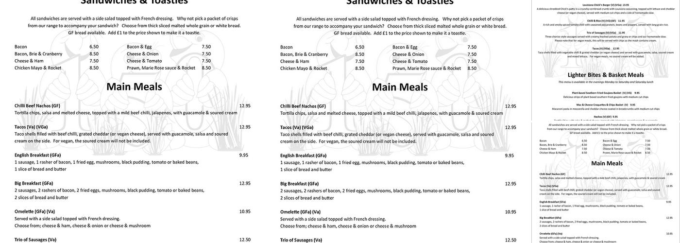 The Three Moles Menu