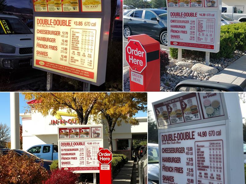 In-N-Out Burger Menu
