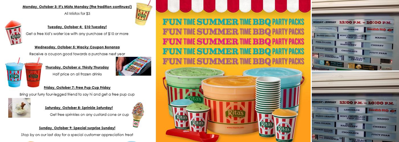 Rita's Italian Ice & Frozen Custard Menu