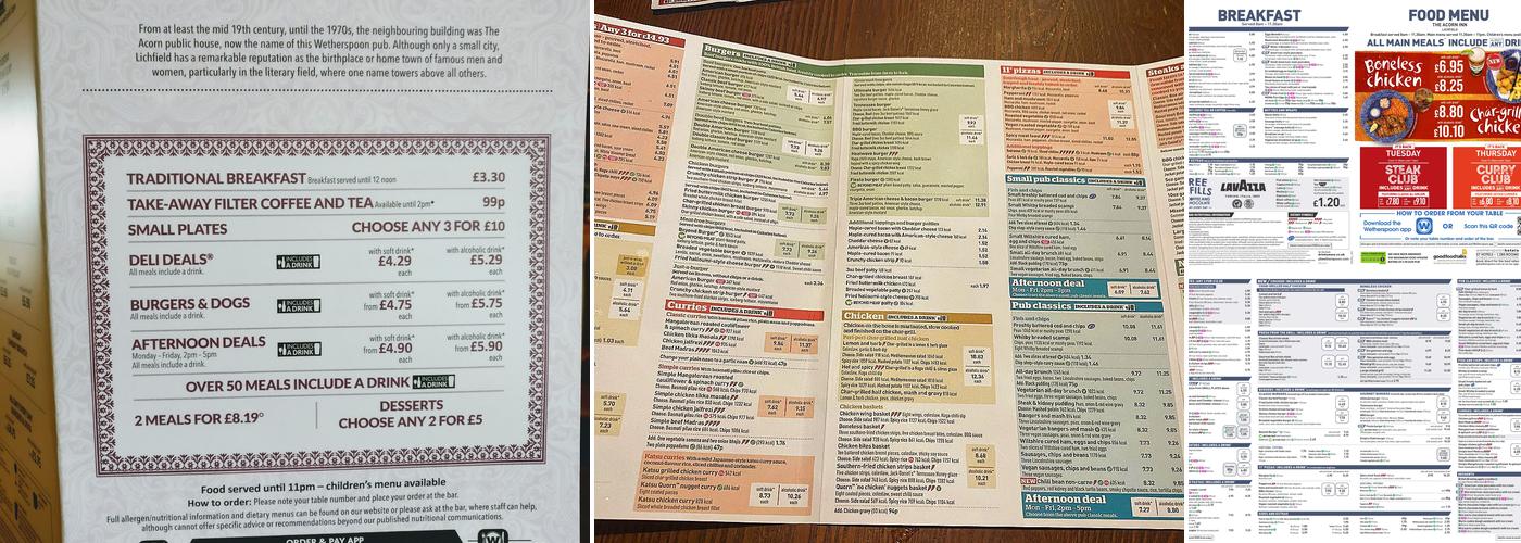 The Acorn Inn - JD Wetherspoon Menu
