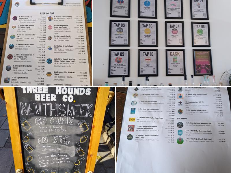 Three Hounds Beer Cafe & Bottle Shop Menu
