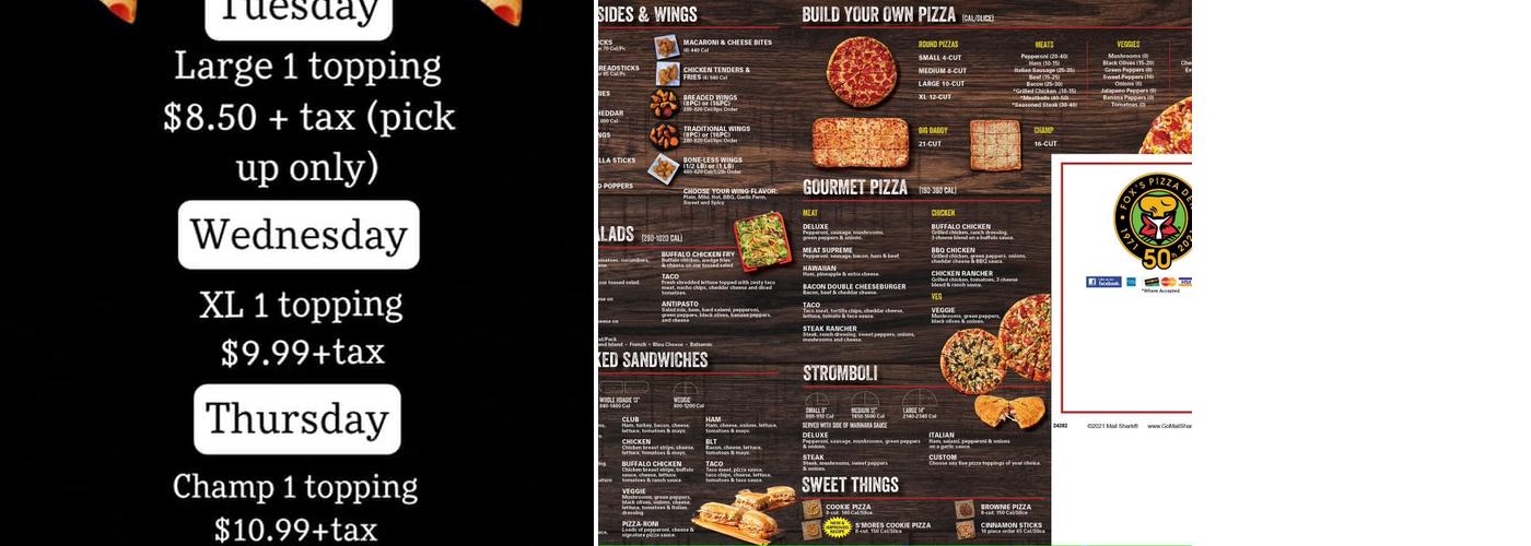 Fox's Pizza Den Menu
