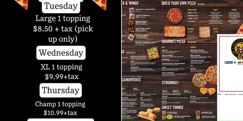 Fox's Pizza Den Menu