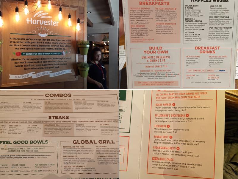 Harvester Yeoman West Byfleet Menu