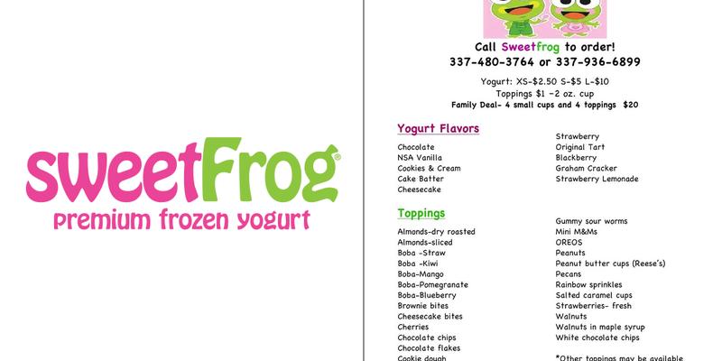 Sweet Frog Menu