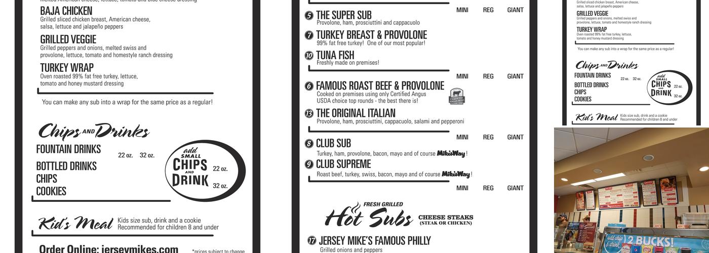 Jersey Mike's Subs Menu
