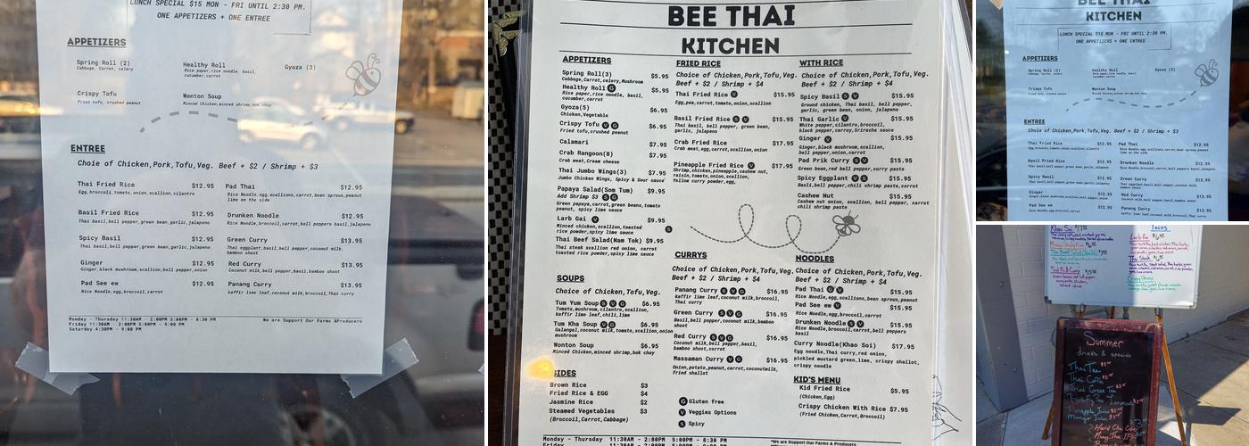 Bee Thai Kitchen Menu