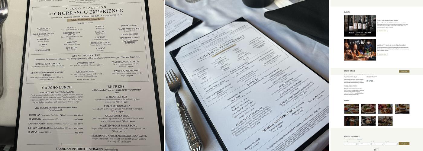 Fogo de Chão Brazilian Steakhouse Menu