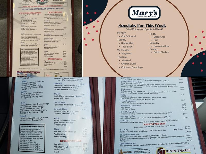Mary's Southern Grill Menu