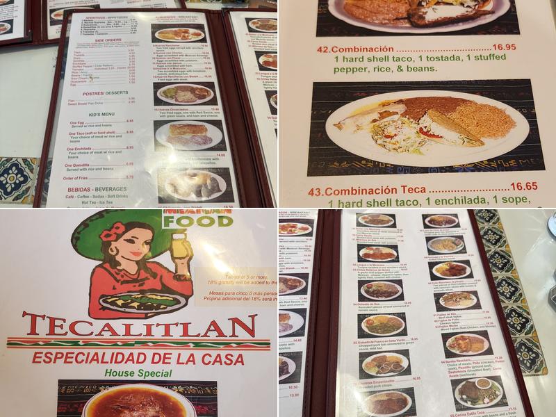 Tecalitlan Restaurant Menu