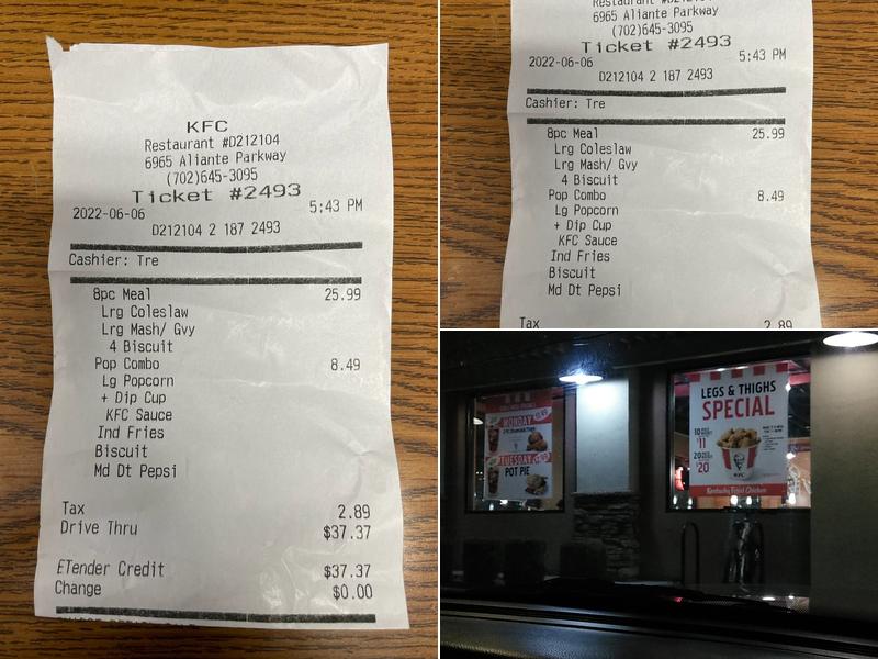 KFC Menu