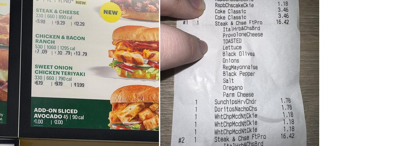 Subway Menu