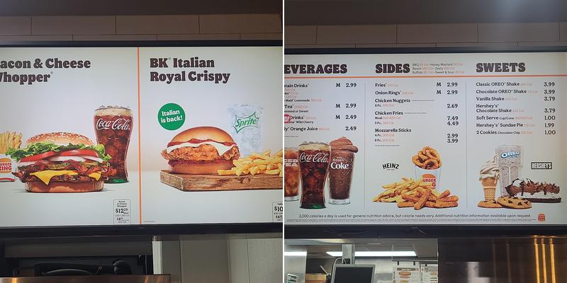 Burger King Menu