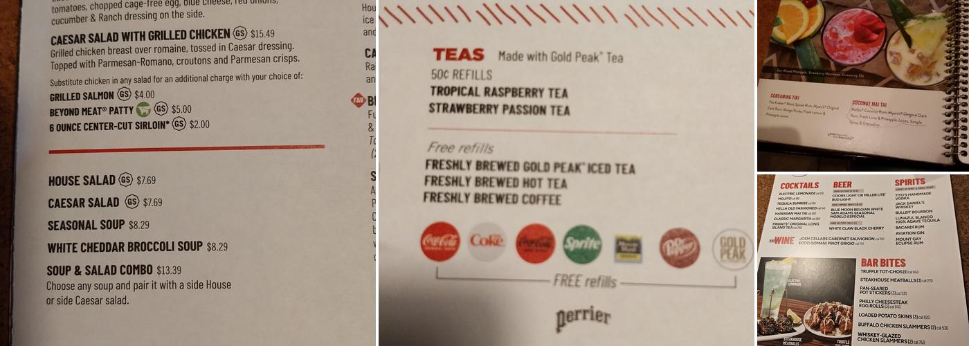 TGI Fridays Menu