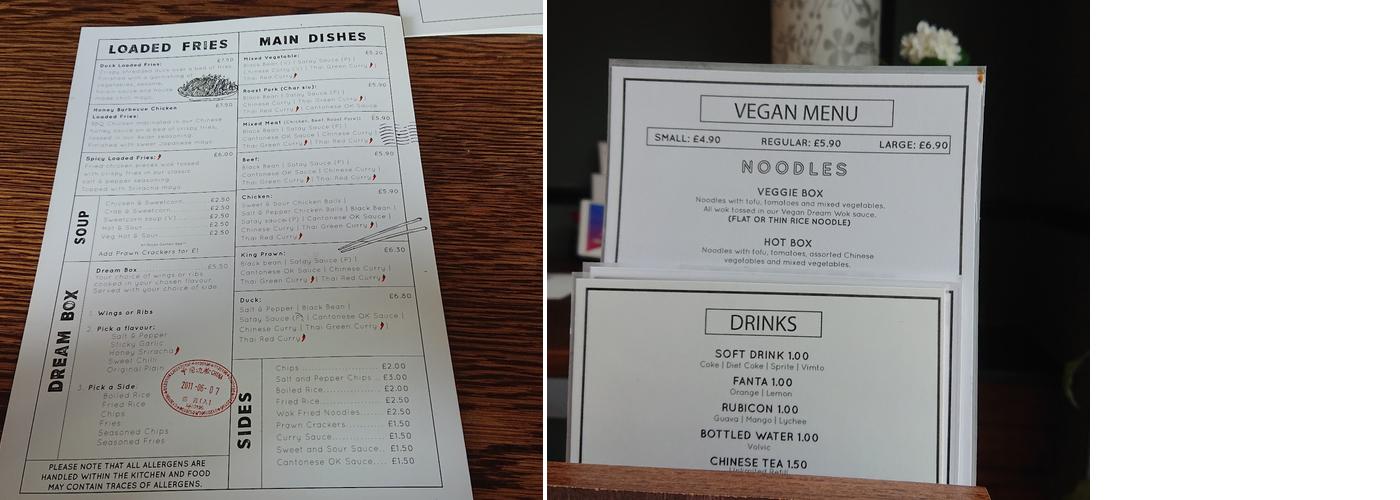 Dream Wok Menu