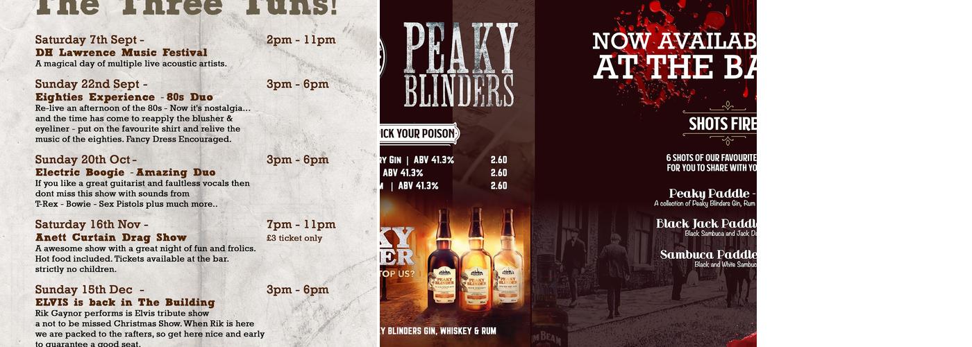 The New Three Tuns Pub Menu