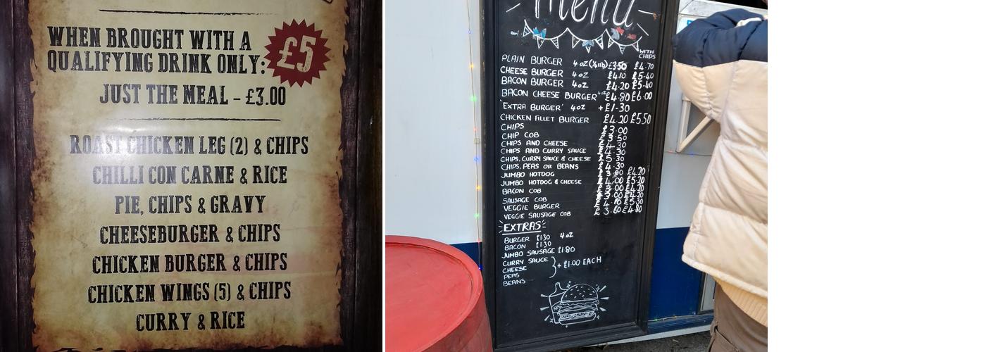 The Three Wheatsheaves Menu