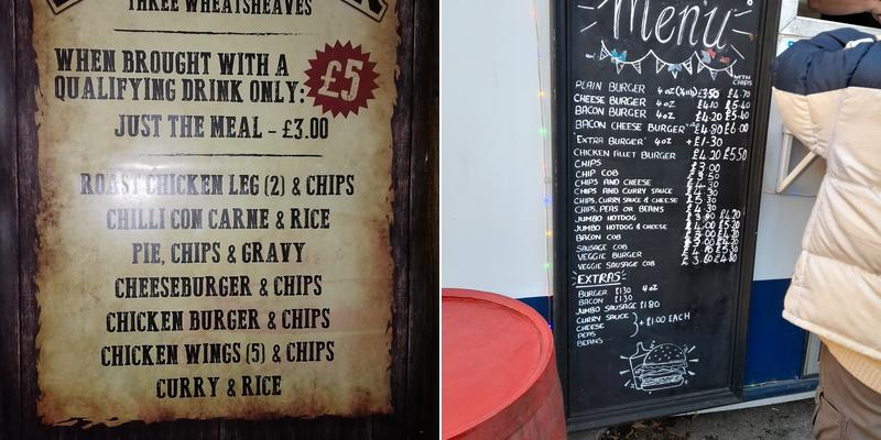 The Three Wheatsheaves Menu