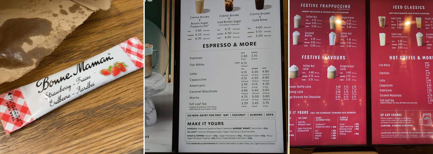 Starbucks Coffee, Departures Menu
