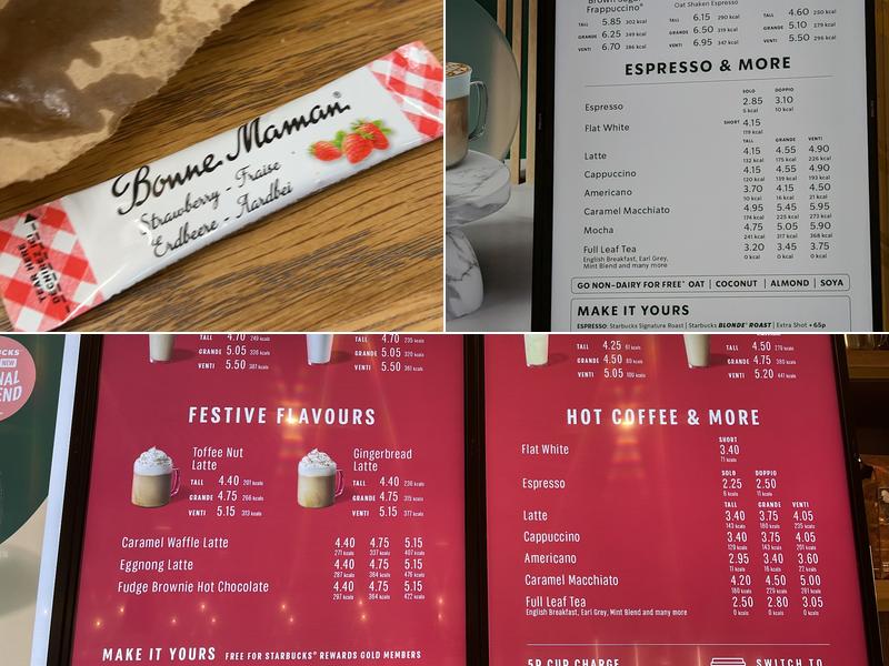 Starbucks Coffee, Departures Menu