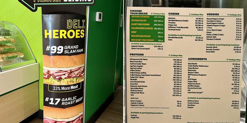Subway Menu