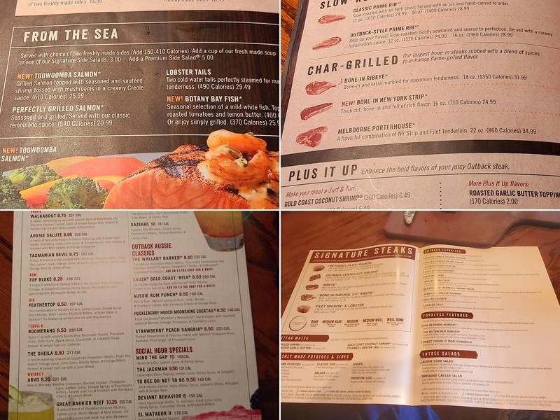 Outback Steakhouse Menu