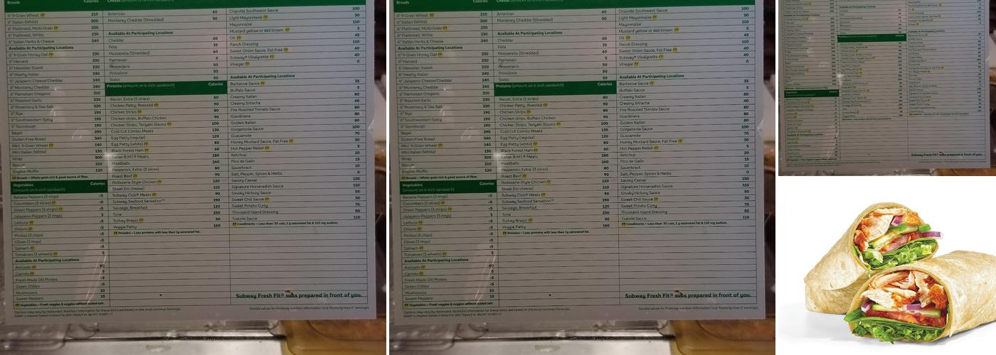 Subway Menu