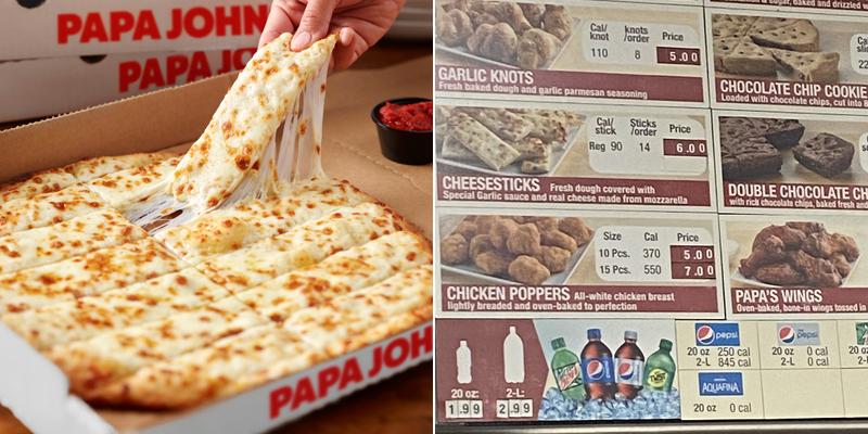 Papa Johns Pizza Menu