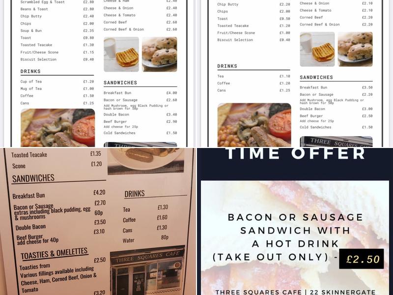 Three Squares Cafe Menu