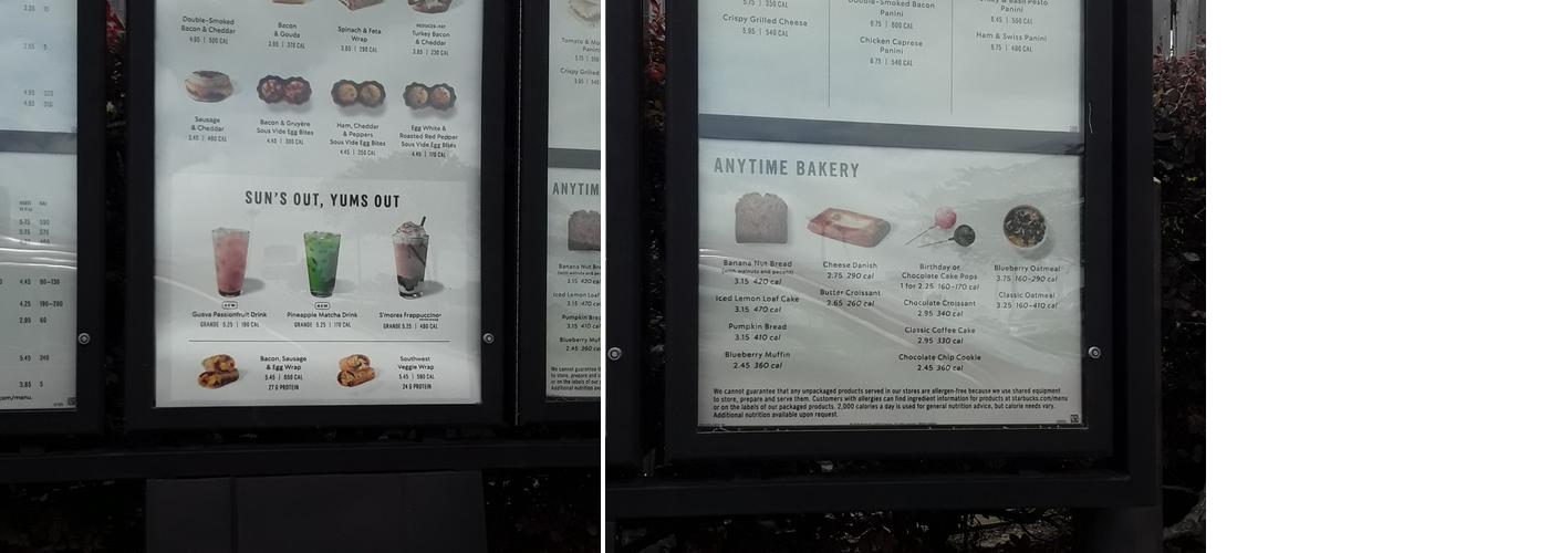 Starbucks Menu