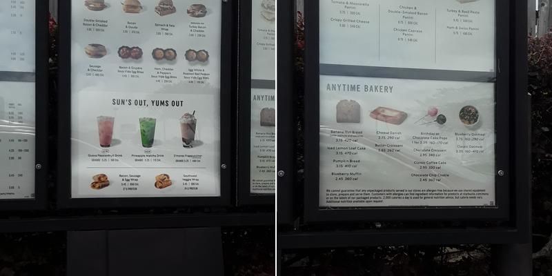 Starbucks Menu