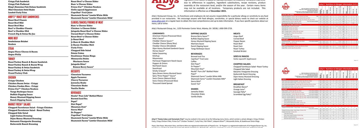Arby's Menu