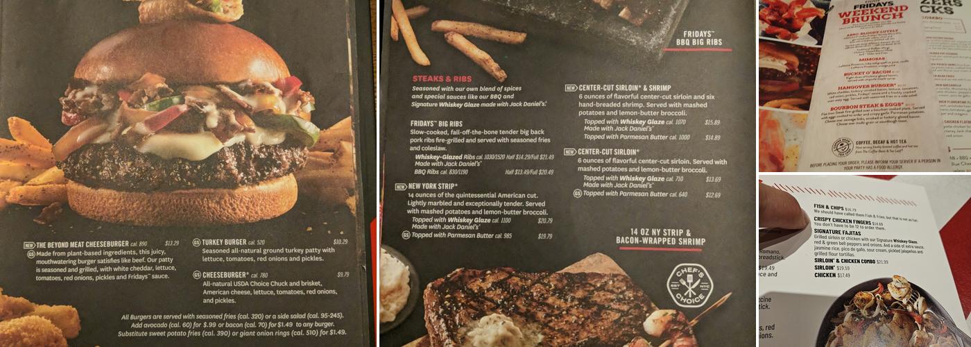 TGI Fridays Menu