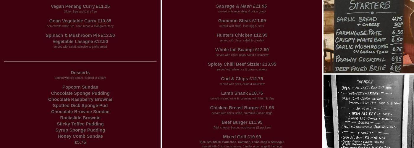 The Horseshoes Inn Menu