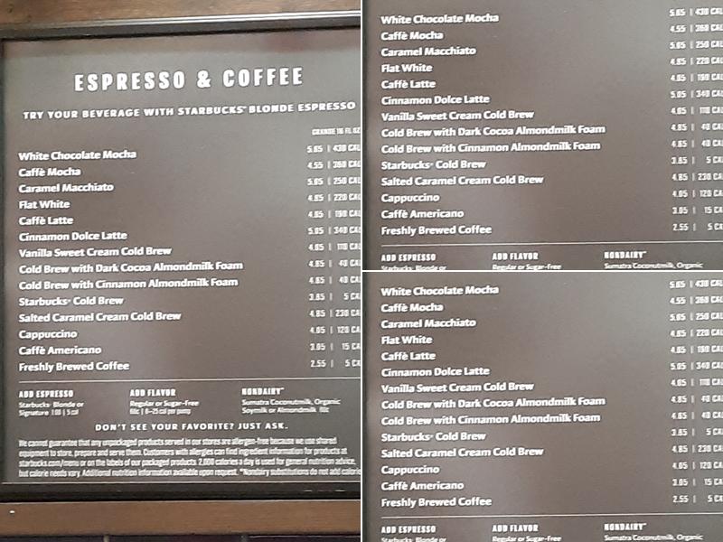 Starbucks Menu