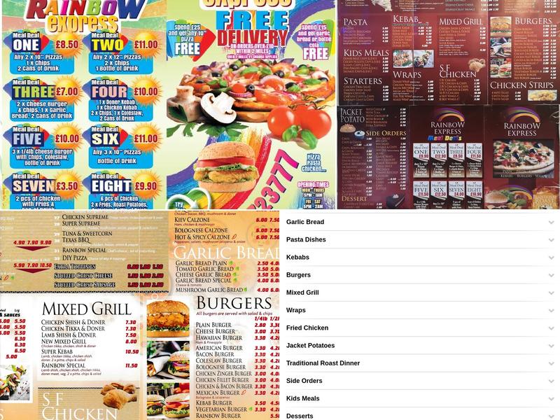 Rainbow Express Menu