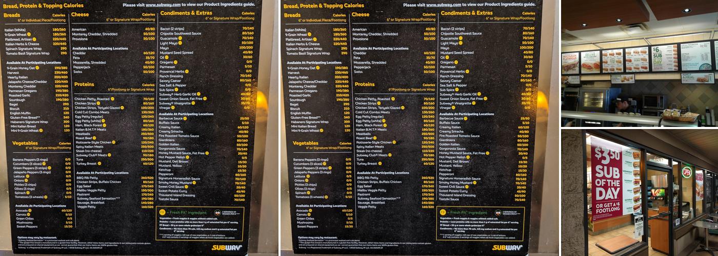 Subway Menu