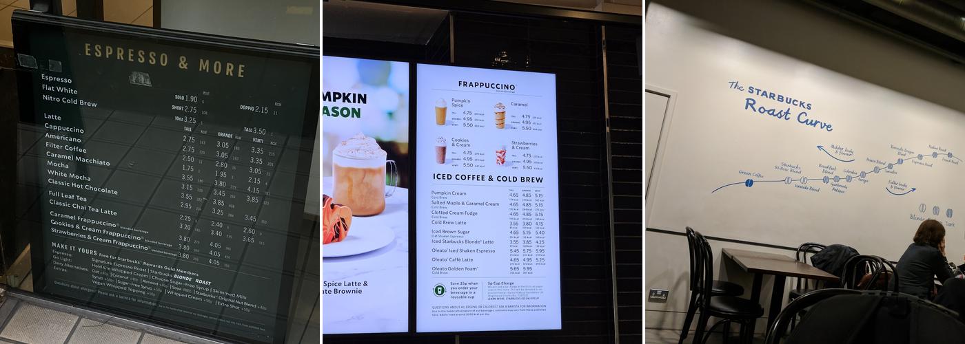 Starbucks Coffee Menu