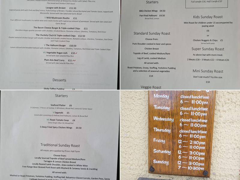 The Three Horseshoes Menu