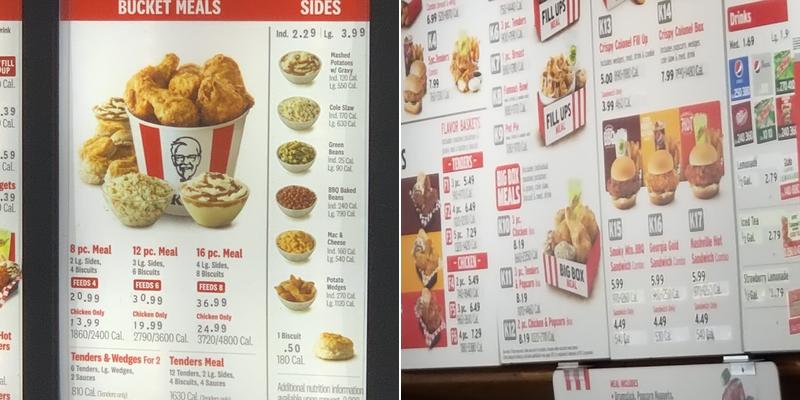 KFC Menu